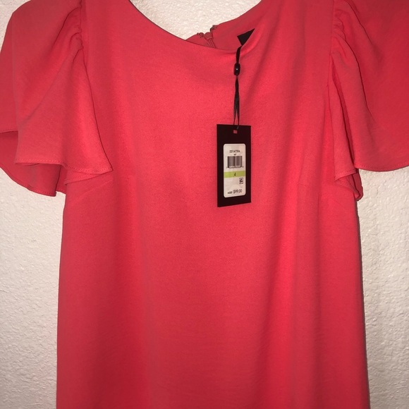 DKNY orange flutter sleeve flounce hem knee loose fit feminine dress Size‎ 4 new - Picture 8 of 16